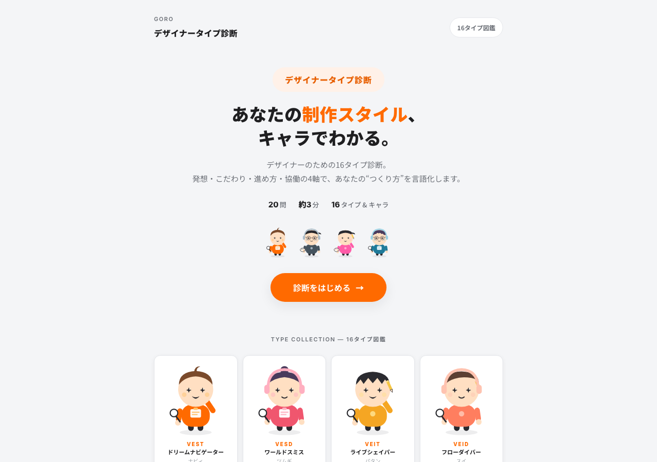 採用向けデザイナータイプ診断のトップページ